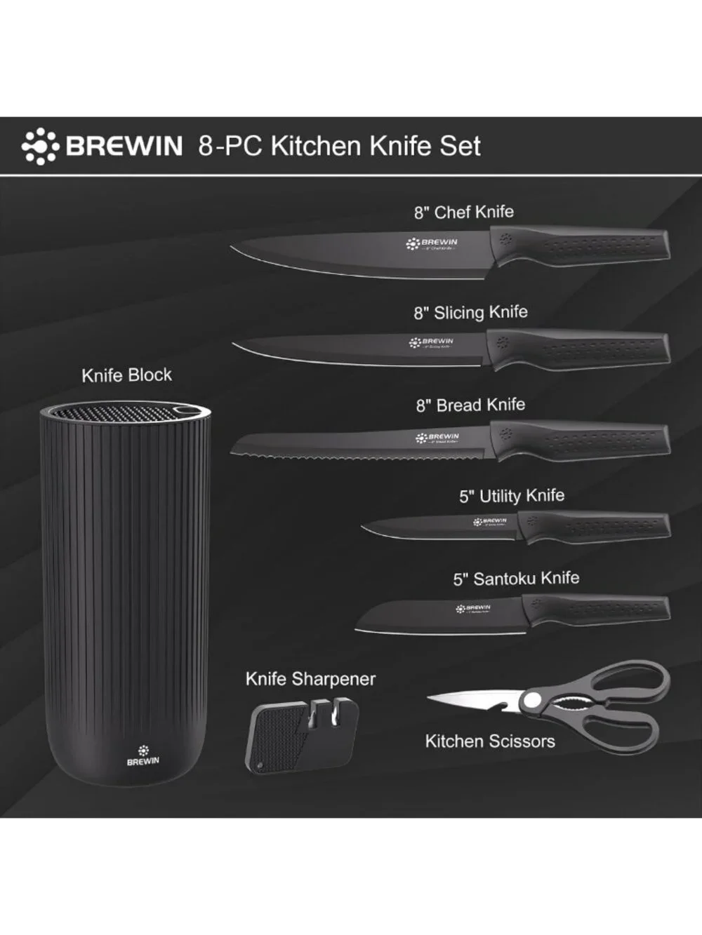 Essential Kitchen Knife Set with Universal Block - Perfect for Home, Apartment